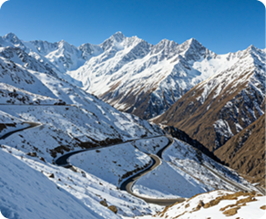 Snowy mountain road